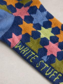 White Stuff Star Ankle Socks, Blue/Multi - view 2, Blue/Multi