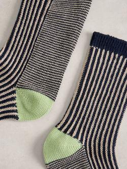 White Stuff Stripe Welly Boot Socks, Multi - view 2, Multi