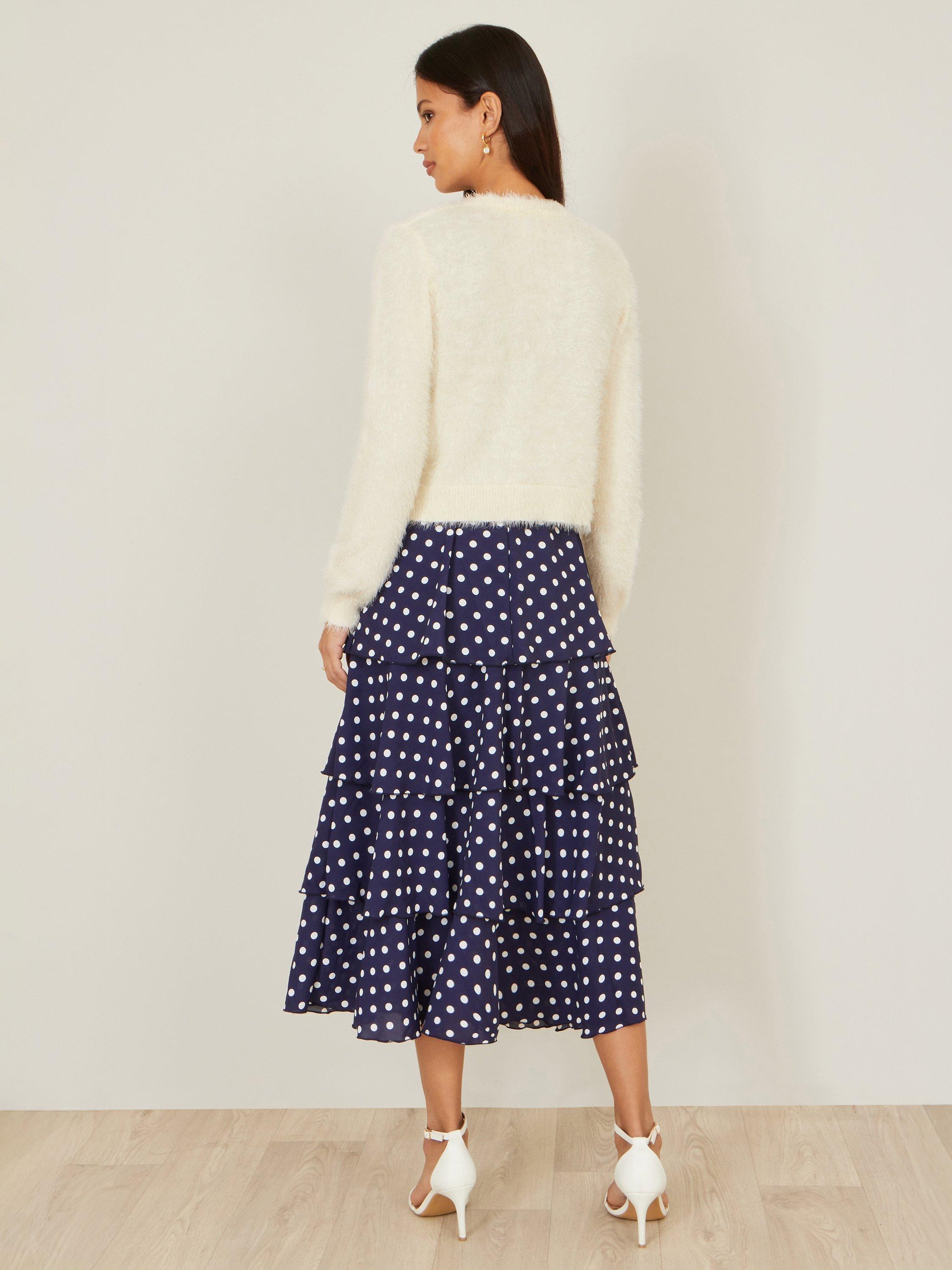 Product image 5 of 5, which shows Yumi Eyelash Knit Cropped Cardigan, Ivory, S