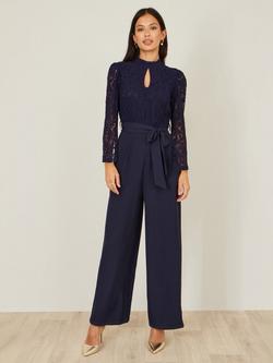 Yumi Lace Applique Jumpsuit, Navy, Navy