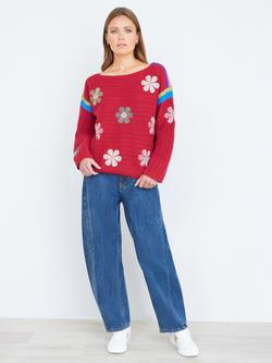 Yumi Crochet Flowers Jumper - view 2, Red