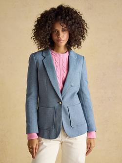 Joules Cotton Rich Herringbone Blazer, Blue, Blue