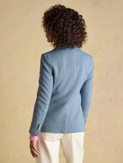 Joules Cotton Rich Herringbone Blazer, Blue - view 2, Blue