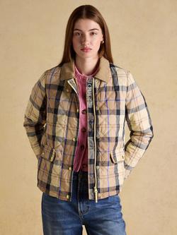 Joules Harrogate Check Quilted Barn Jacket, Brown/Multi, Brown/Multi