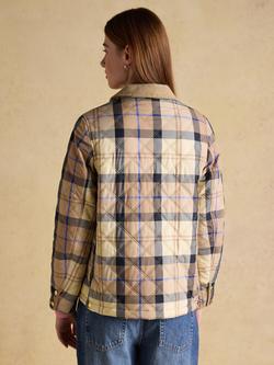 Joules Harrogate Check Quilted Barn Jacket, Brown/Multi - view 2, Brown/Multi