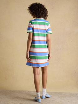 Joules Evie Stripe Collared Dress, Multi - view 2, Multi