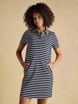 Joules Jane Collared Stripe Dress, Navy, Navy
