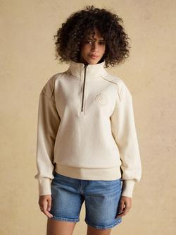 Joules Racquet Quarter Zip Sweatshirt, Oatmeal, Oatmeal