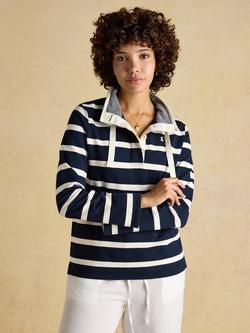 Joules Saunton Funnel Neck Sweatshirt, Navy/White, Navy/White