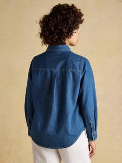 Joules Relaxed Denim Shirt, Blue - view 2, Blue