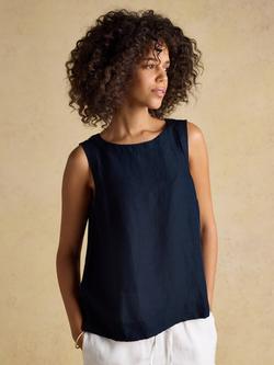 Joules Cove Linen Blend Sleeveless Top, Navy, Navy