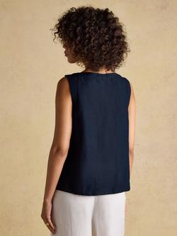 Joules Cove Linen Blend Sleeveless Top, Navy - view 2, Navy