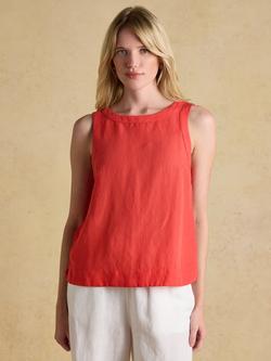 Joules Cove Linen Blend Sleeveless Blouse, Orange, Orange