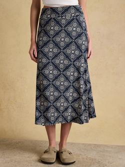 Joules Nia Jersey Midi Skirt containing LENZING™ ECOVERO™ Viscose, Navy, Navy