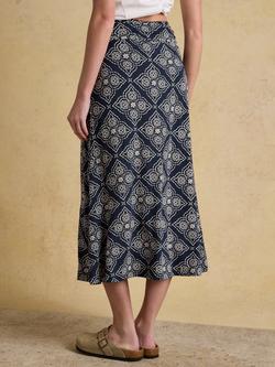 Joules Nia Jersey Midi Skirt containing LENZING™ ECOVERO™ Viscose, Navy - view 2, Navy