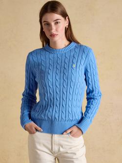 Joules Cotton Cable Knit Crew Neck Jumper, Blue, Blue