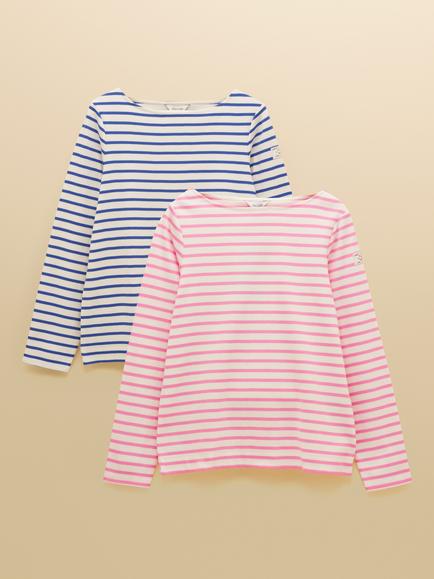 Joules Harbour Breton Stripe Top, Pack of 2, Multi, Multi