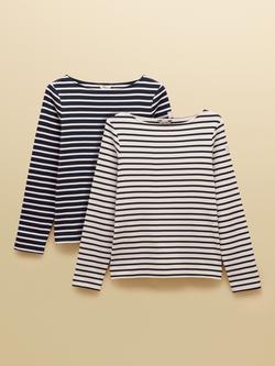 Joules Harbour Breton Stripe Tops, Pack of 2, Multi, Multi