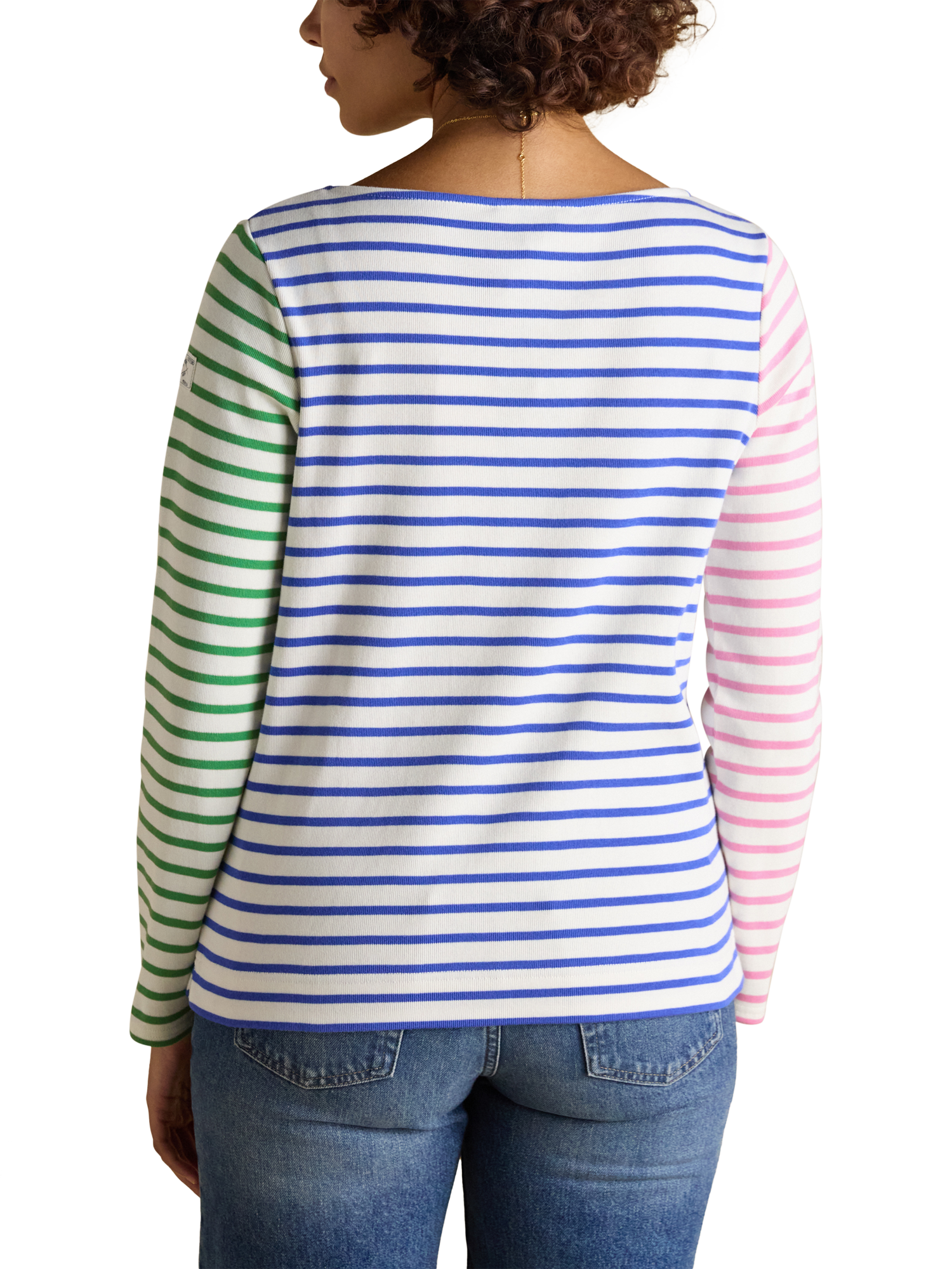 Product image 2 of 8, which shows Joules Harbour Breton Stripe Cotton Top, Multi, 6