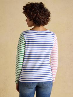 Joules Harbour Breton Stripe Cotton Top, Blue - view 2, Multi