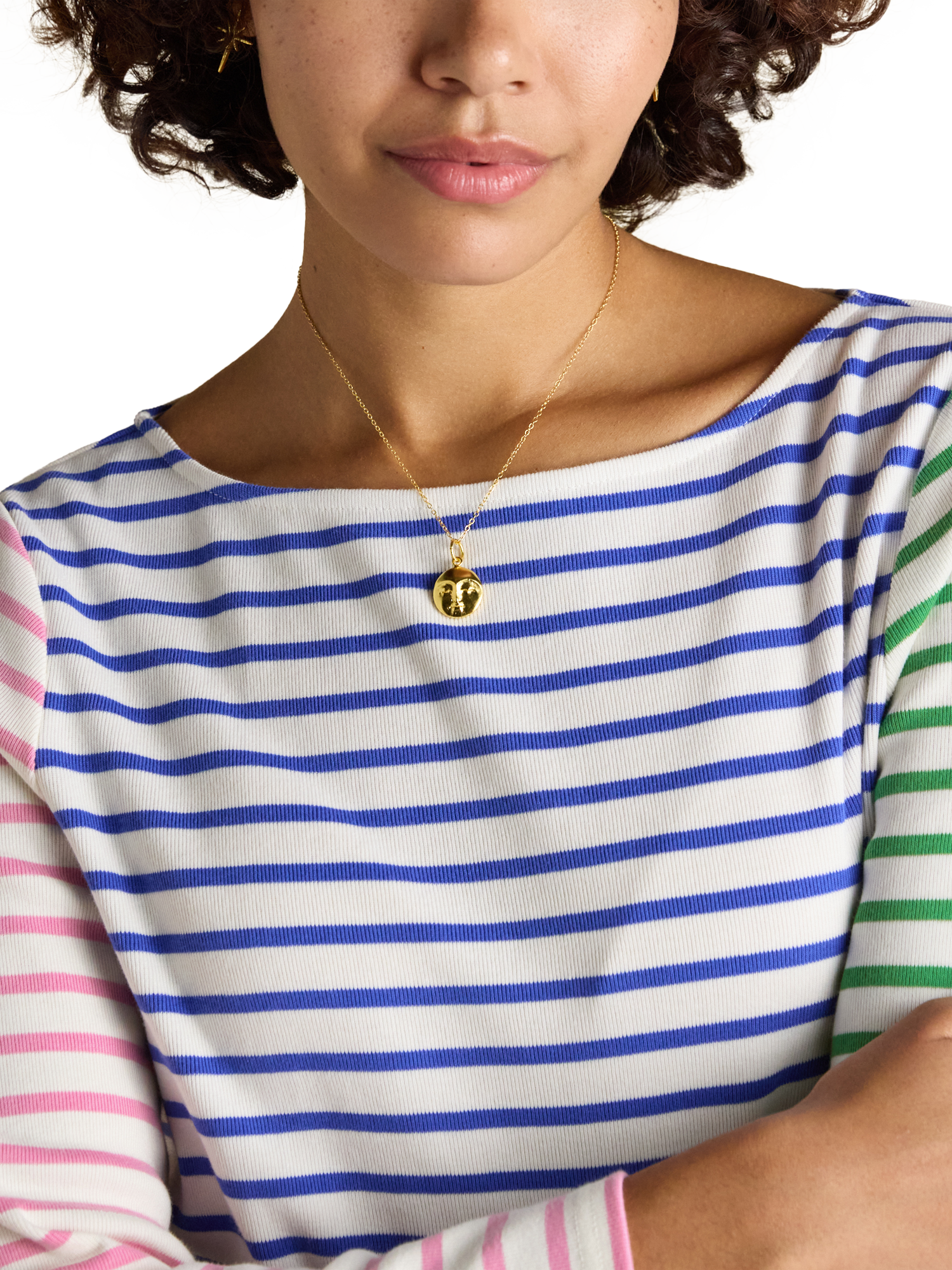 Product image 4 of 8, which shows Joules Harbour Breton Stripe Cotton Top, Multi, 6