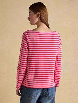 Joules Harbour Breton Stripe Cotton Top, Blue - view 2, Pink