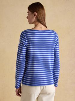 Joules Harbour Breton Stripe Cotton Top, Blue - view 2, Blue