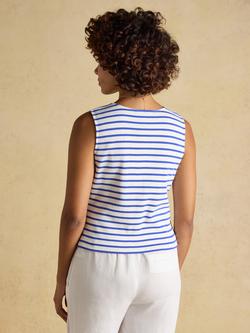 Joules Stripe Ribbed Waistcoat, Blue - view 2, Blue