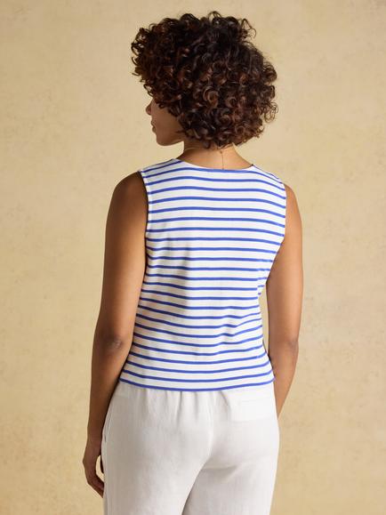 Joules Stripe Ribbed Waistcoat, Blue - view 2, Blue