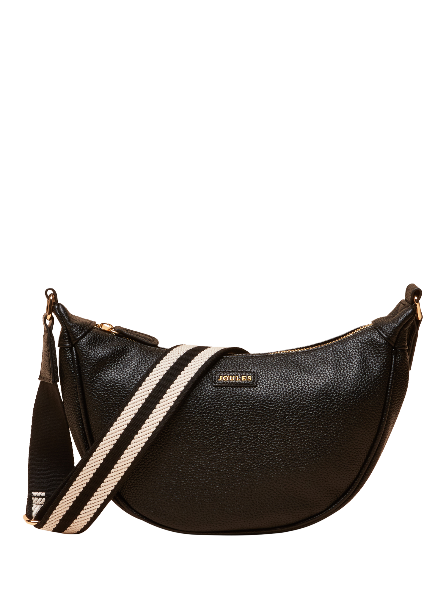 Product image 1 of 7, which shows Joules Half Moon Cross Body Bag, Black