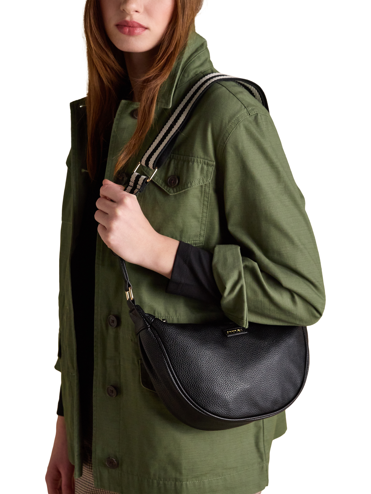 Product image 2 of 7, which shows Joules Half Moon Cross Body Bag, Black