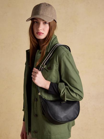 Joules Half Moon Cross Body Bag, Black - view 2, Black