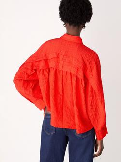 Whistles Textured Frill Detail Shirt, Red - view 2, Red