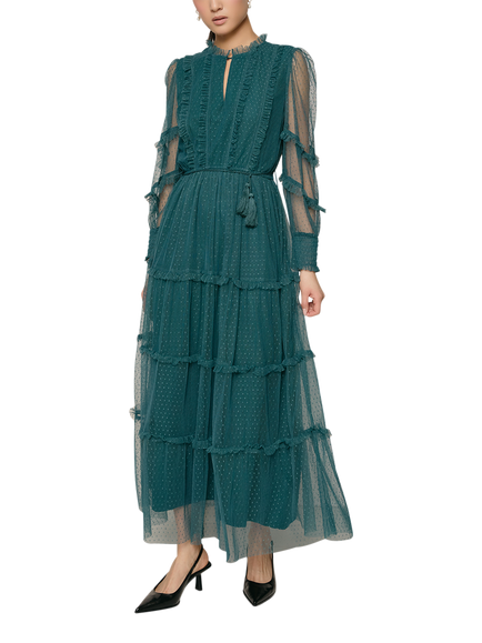 Raishma Anastasia Mesh Tiered Dress, Green