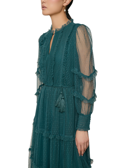 Raishma Anastasia Mesh Tiered Dress - view 2, Green