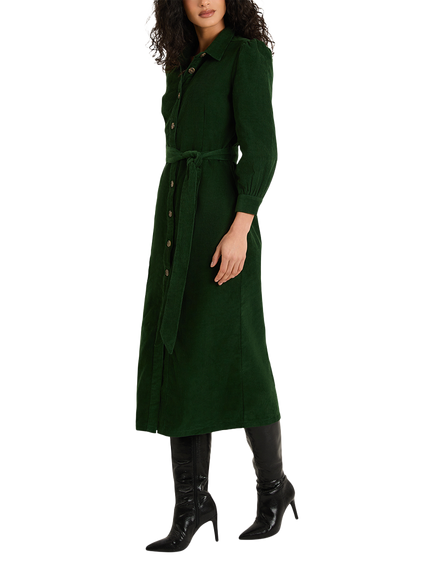 Raishma Delphine Corduroy Shirt Dress, Green, Green