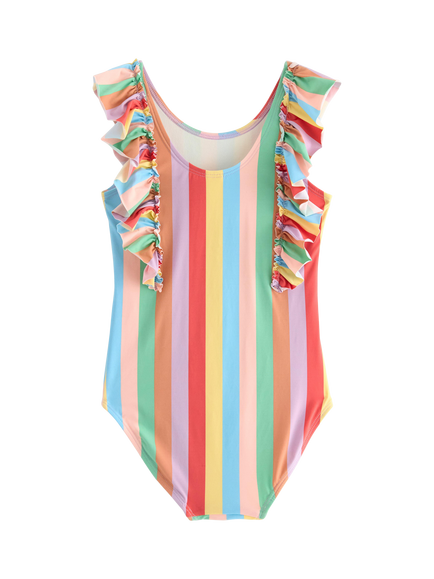 Lindex Kids' Stripe Swim Suit, Light Blue - view 2, Light Blue