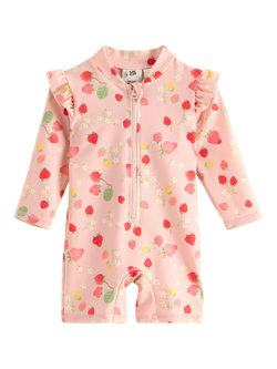 Lindex Baby Strawberry Print Swim Suit, Light Dusty Pink, Light Dusty Pink