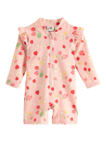 Lindex Baby Strawberry Print Swim Suit, Light Dusty Pink, Light Dusty Pink
