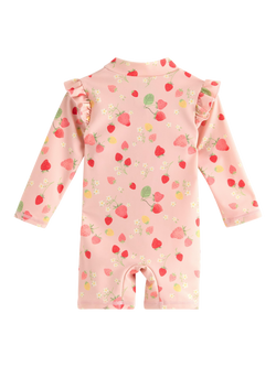 Lindex Baby Strawberry Print Swim Suit, Light Dusty Pink - view 2, Light Dusty Pink