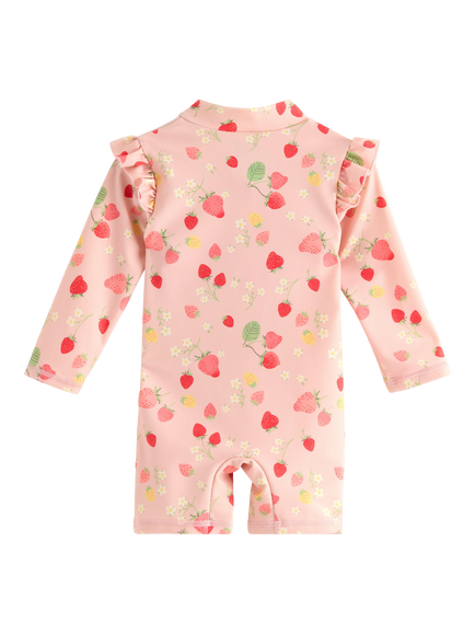 Lindex Baby Strawberry Print Swim Suit, Light Dusty Pink - view 2, Light Dusty Pink