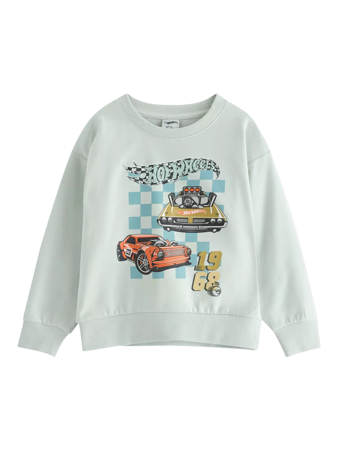 Product image 4 of 5, which shows Lindex Kids' Cotton Hot Wheels Sweatshirt, Light Aqua, 2-3 years
