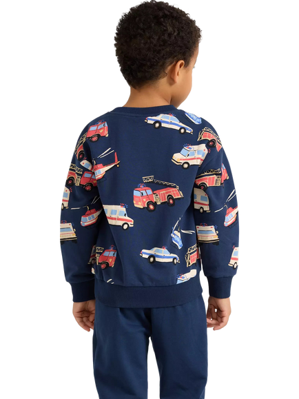 Lindex Kids' Cotton Rich Printed Sweatshirt, Dark Blue - view 2, Dark Blue