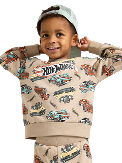 Lindex Kids' Cotton Relaxed Hot Wheels Sweatshirt, Dusty Beige, Dusty Beige