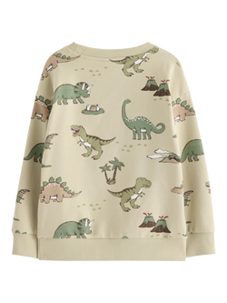 Lindex Kids' Cotton Rich Dinosaur Sweatshirt, Light Dusty Green - view 2, Light Dusty Green