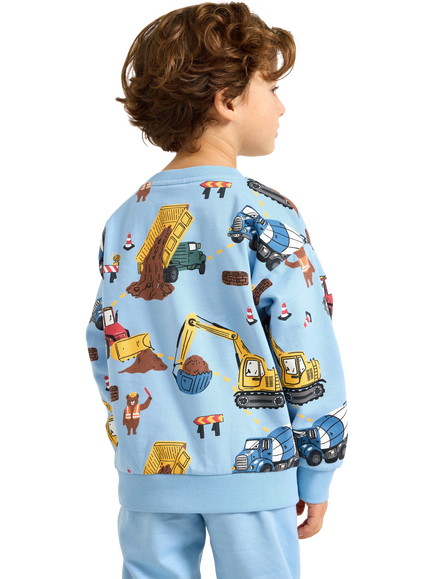 Lindex Kids' Construction Print Sweatshirt, Blue - view 2, Blue