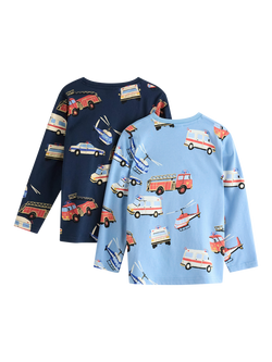 Lindex Kids' Long Sleeve Printed Top, Pack of 2, Dark Blue - view 2, Dark Blue