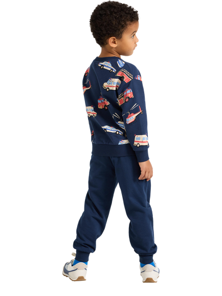 Lindex Kids' Cotton Printed Comfort Joggers, Dark Blue - view 2, Dark Blue