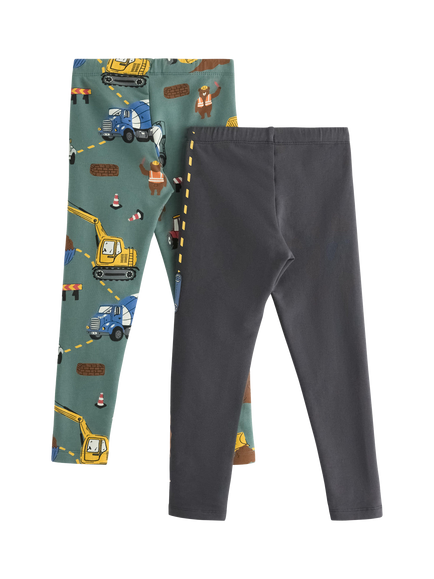 Lindex Kids' Cotton Blend Printed Leggings, Pack of 2, Dark Dusty Green - view 2, Dark Dusty Green