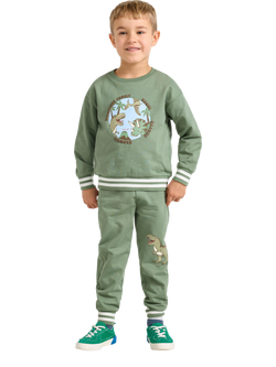 Lindex Kids' Cotton Dinosaur Joggers, Light Khaki, Light Khaki